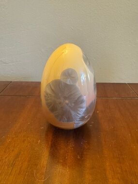 Decorative ceramic egg Sculpture in ombré yellow-to-orange and Gray Crystalline